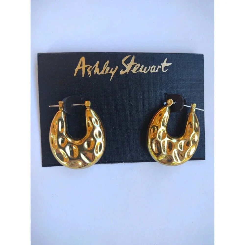 Retro circa 1980s door knocker type earrings gold tone
